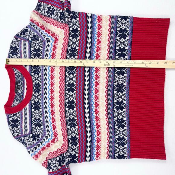 J Crew Women's Button Fair Isle Lambswool Blend Sweater XXL Red Navy - Picture 12 of 12